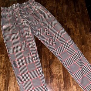 For Love & Lemons Plaid Pants Size S High Rise Belted Slim Ankle